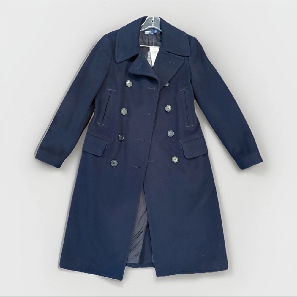 NWT $698 LUXURY Polo Ralph Lauren Women's Pea Trench Coat Size 0 Cashmere Wool
